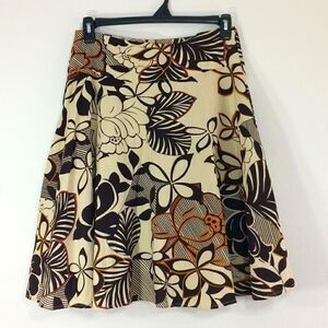 Metro Wear brown linen floral tropical Hawaiian coastal skirt